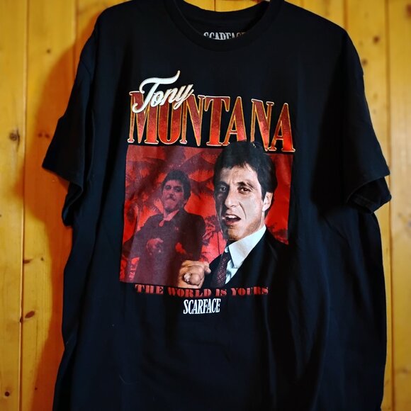 Men's Black XL Scarface Tony Montana The World Is Yours Ripple Junction T-Shirt - Picture 2 of 4